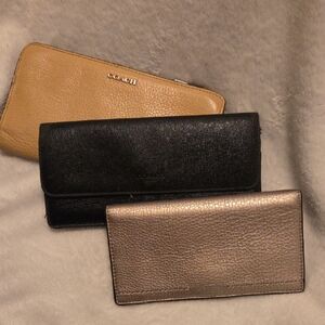 Coach Bundle Of 3! Black, Tan, and Gold Wallet Set...rehab/reseller Bundle